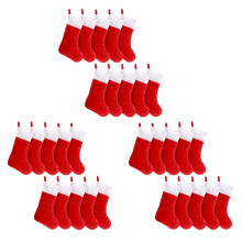 30PCS Red Christmas Stockings Christmas Stockings Holder Socks Home Fireplace Gift Storage Bags for Holiday