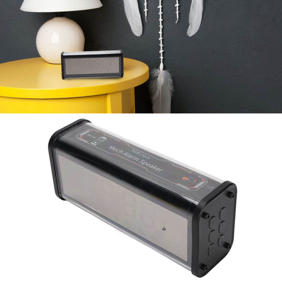 Large Screen Clock Speaker With Alarm & Temp, 5W Bluetooth, 1200Mah, Black 9431389465455