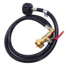 Gas Refill Hose 4Ft with ON/OFF Valve 20 Lb to 1Lb Gas Filler QCC Extension