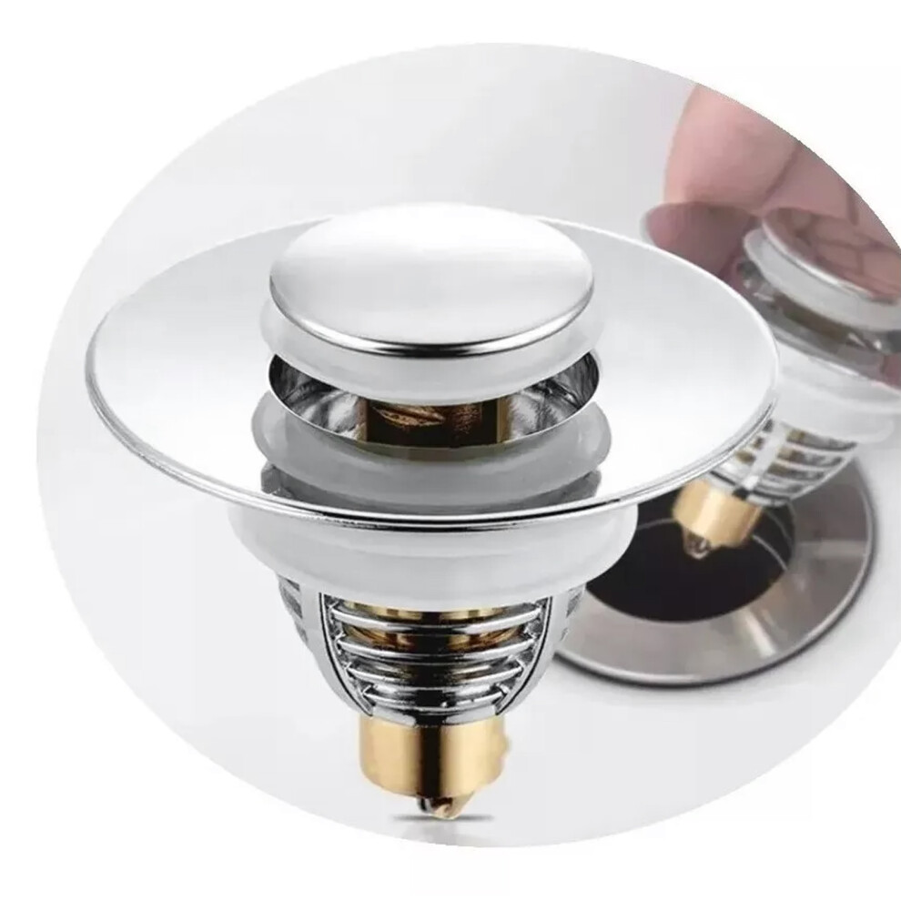2Pcs Bathroom Sink Stopper Basin Drain Strainer Plug Abs Brass 6.2Cm 6941389467418
