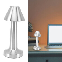3W LED Table Lamp 3 Colors Adjustable Dimming, Rechargeable Silver