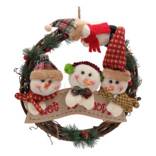 Christmas Wreath – Rattan Hoop with Plastic & Cotton Decor