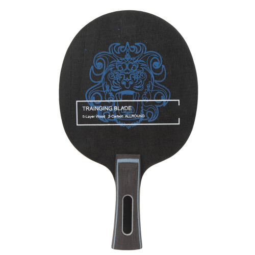 Professional Poplar Table Tennis Blade with Long Handle – Black Horizontal Bat 1