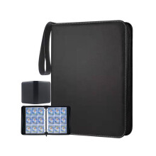 Trading Card Binder with 900 Pockets, 9 Pocket Zippered Holder for Baseball Football Cards, Black Large Capacity