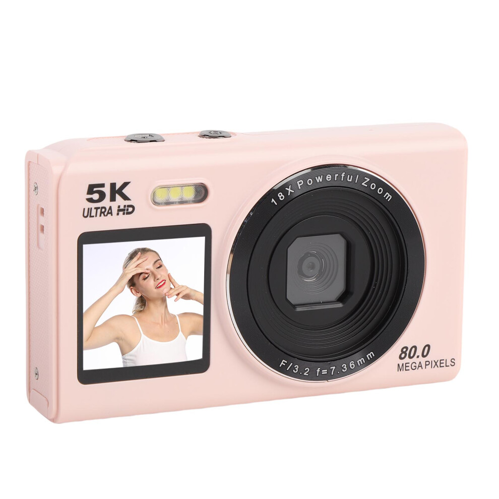 5K Dual Screen Digital Camera 80Mp 18X Zoom Wifi Vlog Pink 5001389470151