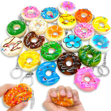 20 Pcs Mini Donut Squishy Toys Keychain Set  Slow Rising Stress Relief Donut Party Favors for Girls