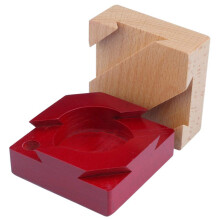 Purple Wooden Brain Teaser Puzzle Box with Magic Lock, Educational Compact Gift for Adults and Kids
