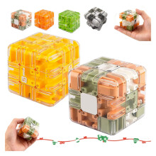 Large 3D Puzzle Maze Cube Brain Teaser Ball Toy for Adults, Challenging Educational Polychrome Yellow Design