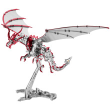 3D Metal Pterosaur Model Kit for Adults, Steampunk Mechanical Dinosaur Puzzle DIY Assembly Red Decor (373PCS)