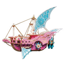 3D Wooden Spaceship Puzzle for Adults, Steampunk Mechanical Model Kit, DIY Wooden Craft STEM Toy