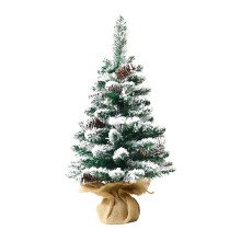 Pre-Lit Artificial Mini Christmas Trees45cm & 60cm Plastic with Flocked White Branches for Home Office Decor