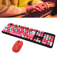 Retro Punk 2.4G Wireless Keyboard & Gaming Mouse Combo – Red
