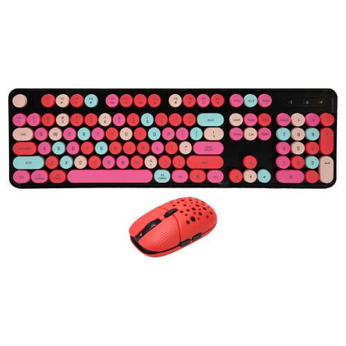 Retro Punk 2.4G Wireless Keyboard & Gaming Mouse Combo – Red 1