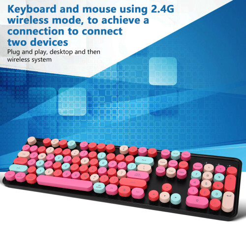 Retro Punk 2.4G Wireless Keyboard & Gaming Mouse Combo – Red 2