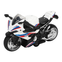 Jeu de moto à tirer pour enfants avec sons et lumières, modèle en alliage, 12 cm, blanc