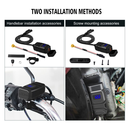 SAE Motorcycle USB Charger with Switch 2
