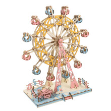 Wooden Ferris Wheel Puzzle Kit for Adults, 3D DIY Model with Rotating Design and Precision Craftsmanship