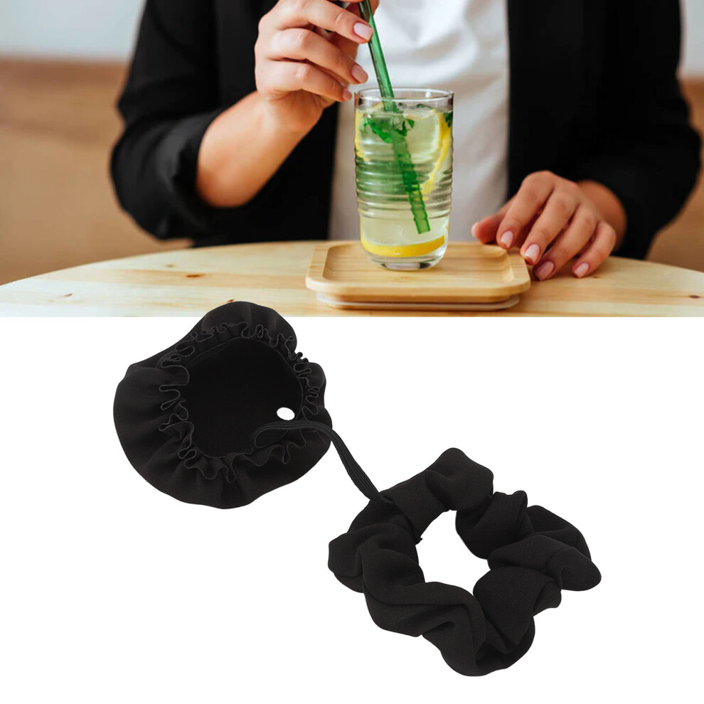 Black Reusable Drink Cover Scrunchie For CupsâStretchable, Spiking Prevention