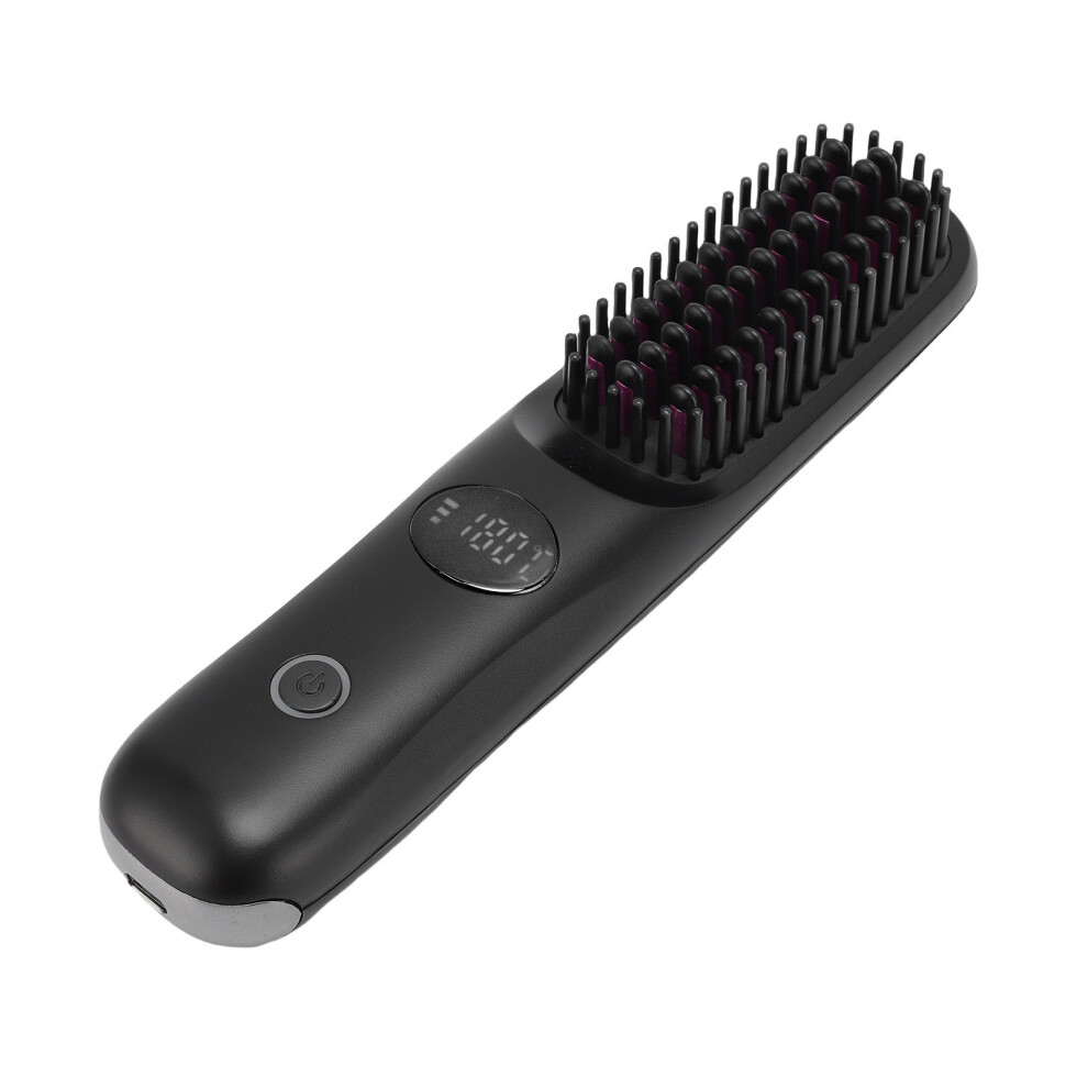 Black Cordless Hair Straightener Brush 2000Mah, Led Display,