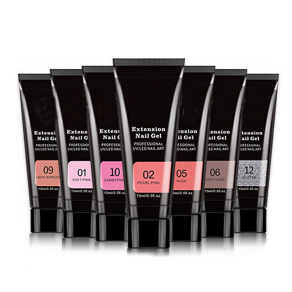 7 Colors Nail Extension Gel Set with UV/LED Lamp, 15ml Each