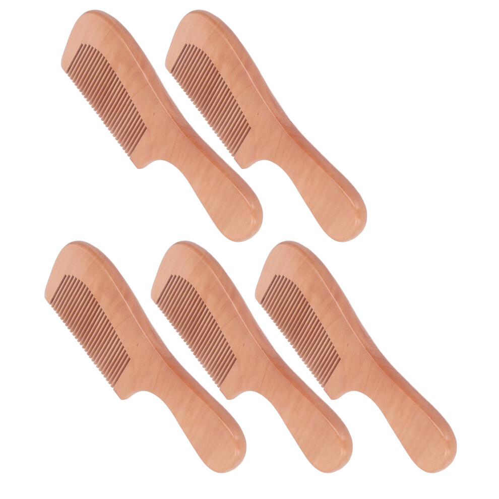 Peach 5Pcs Wood Hair Comb Set, Ergonomic Handle, Lightweight & Non-Slip
