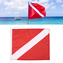 Freediving Dive Flag for Boat Safety Red & White Floating with Binding Rope