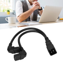 Câble en Y splitteur d'alimentation IEC320 C20 vers 2 C13 de 12,6 pouces, angle droit, pour imprimante ou lampe