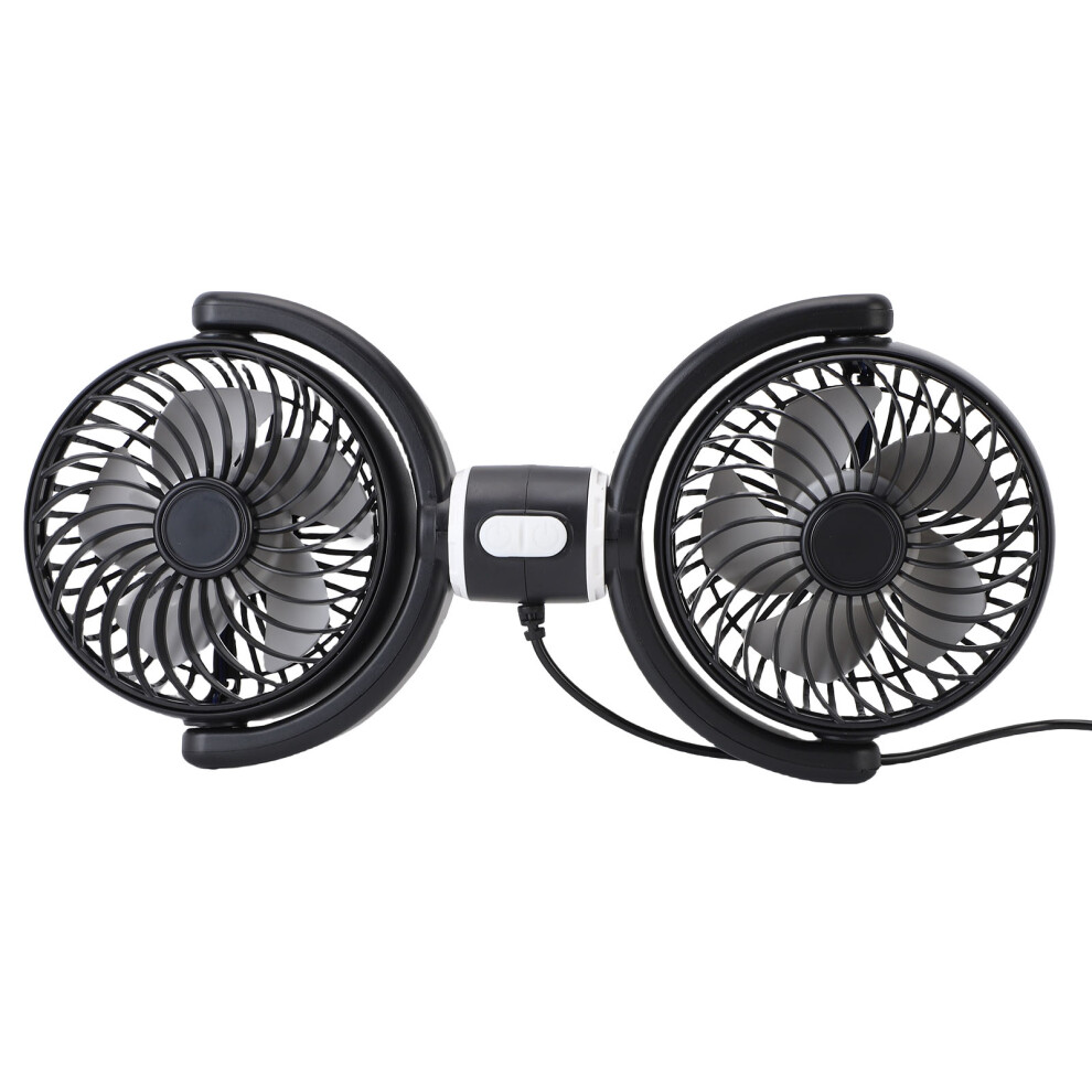 Dual Head Usb Car Fan 360 Rotatable Backseat Air Circulation, Abs & Pp 31X14.5cm 9331389480857