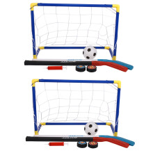 2X 2 in 1 Outdoor/Indoor Kids Sports Soccer & Ice Hockey Goals with Balls and Pump Practice Scrimmage Game Football Toy
