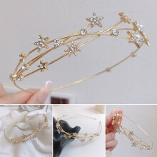 Bridal Gold Star Tiara with Rhinestones - 50 Chars