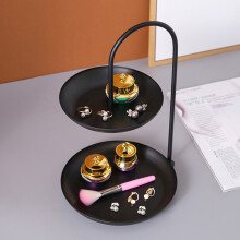 Round 2-Tier Iron Dessert Stand Black 32cm for Party Wedding Birthday