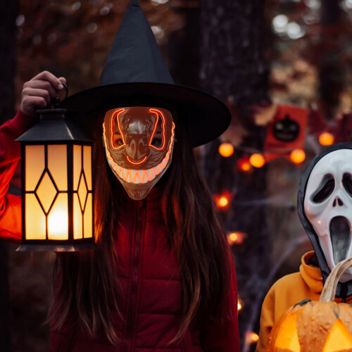 Μάσκα LED για το Halloween με λαμπερά μάτια, 19x22εκ. 2