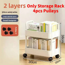 (White Two Storey)Kleiner rollender Aufbewahrungswagen faltbar Küche Bad Schlafzimmer Organisation