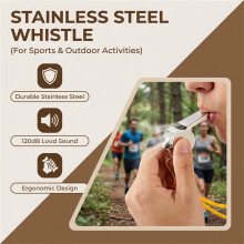 (yellow rope, OPP) High-Decibel Stainless Steel Whistle, Durable & Portable