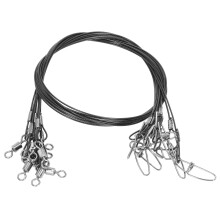 10 pezzi di leader in filo di acciaio nero da 50 cm per pesca con girelle