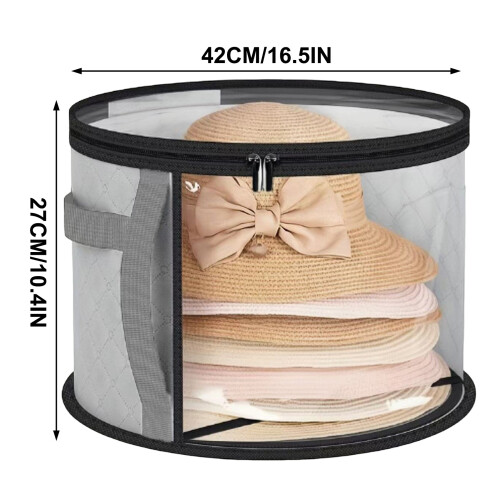 (Gray) 7-Cap Cowboy Hat Organizer for Closet Storage
