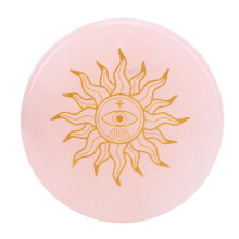 Engraved Rose Quartz Crystal for Meditation and Yoga, Smooth Polished Type 1