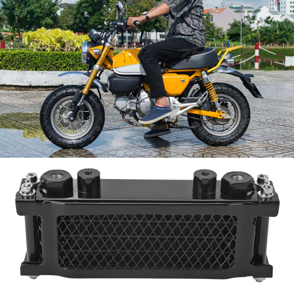 Aluminum Motorcycle Oil Cooler Kit 4 Rows For 50Cc-110Cc Engines, Black 7891389488946