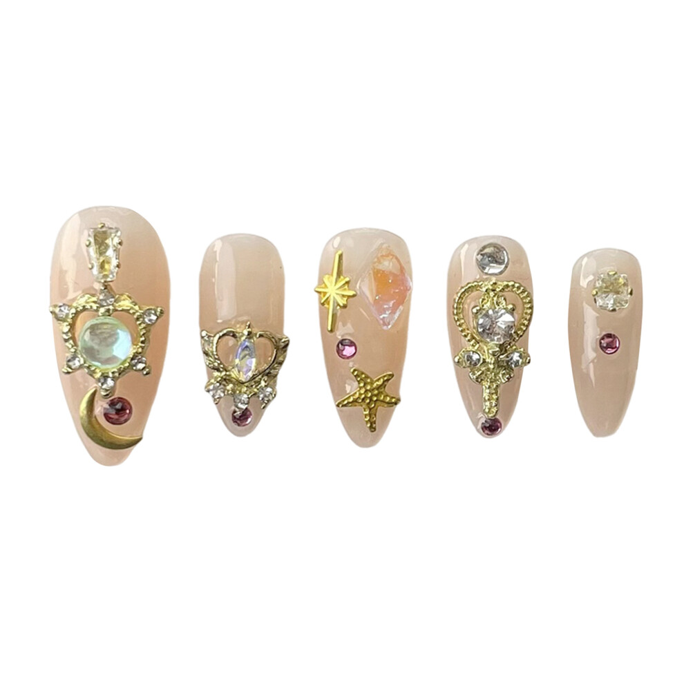 Reach-Tools (M) Glossy Rhinestone False Nails - Reusable & Charming