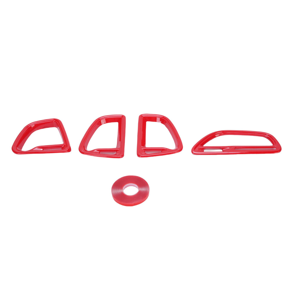 4Pcs Abs Air Conditioning Outlet Vent Trim Central Console Dash Protective Frame Red 9341389491746