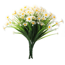 6Artificial Daisies Flowers32cm White Yellow Purple Rose