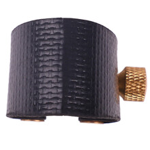 Adjustable Black Saxophone Ligature for Tenor, Composite Leather 3.2x2.6cm