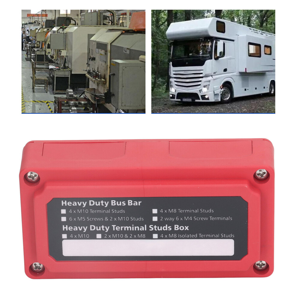 Power Distribution Block M8 300A Red Nylon Bus Bar For Dc 48V Auto Boat 7901389495278