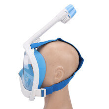 Blaue Vollgesichts-Schnorchelbrille 180 Panorama-Ansicht Antibeschlag, leakfrei, S/M
