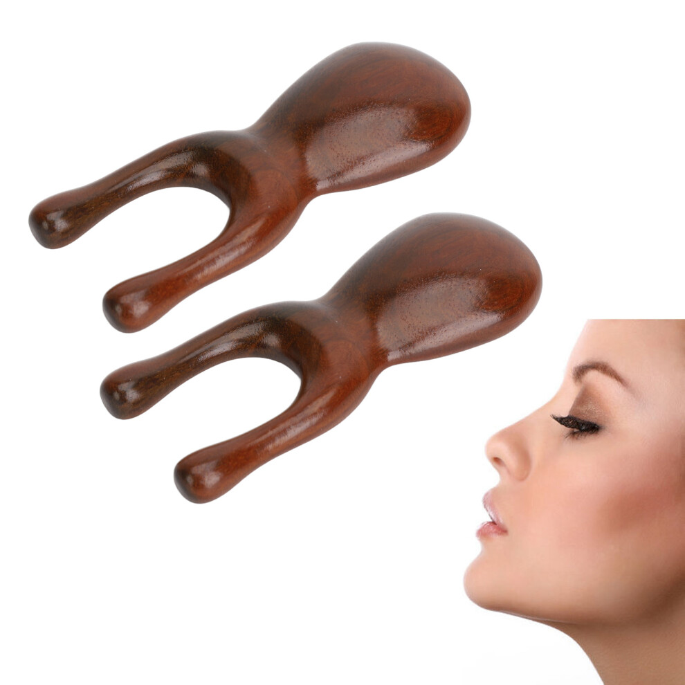Golden 2Pcs Wooden Nose Massager Scraper For Tension Relief & Edema Reduction