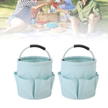 2pcs Foldable Garden Tool Bag Bucket, Light Blue, 11x11in