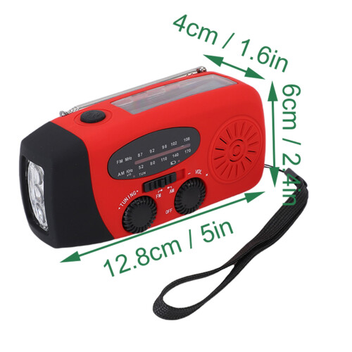 Tragbares Notfall-Solarradio mit Powerbank, 600mAh, Rot 1