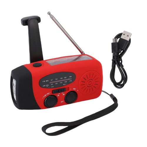 Tragbares Notfall-Solarradio mit Powerbank, 600mAh, Rot 2