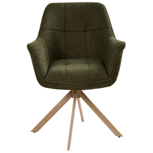 Beliani Dining Chair Swivel HAYDEN Boucle Green 2
