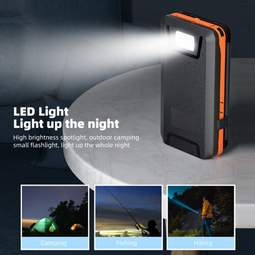 20000mAh Solar Power Bank with Tri Fold Panel LED Light Double USB Orange 2